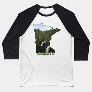 Minnesota Outline (Devil's Kettle in Judge Magney State Park) Baseball T-Shirt